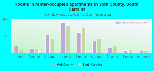 Rooms in renter-occupied apartments in York County, South Carolina