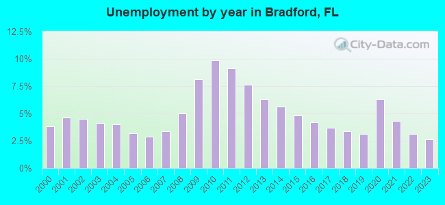 Unemployment by year in Bradford, FL