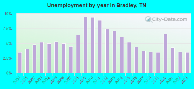 Unemployment by year in Bradley, TN