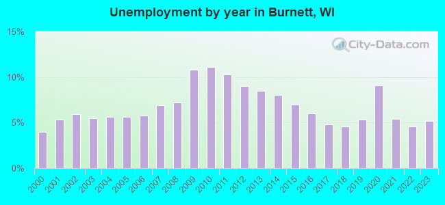Unemployment by year in Burnett, WI