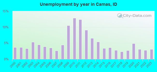Unemployment by year in Camas, ID