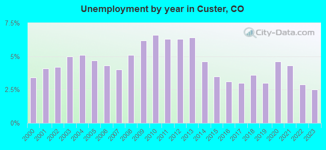 Unemployment by year in Custer, CO