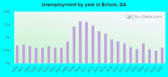 Unemployment by year in Echols, GA