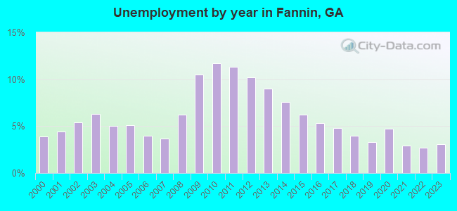 Unemployment by year in Fannin, GA