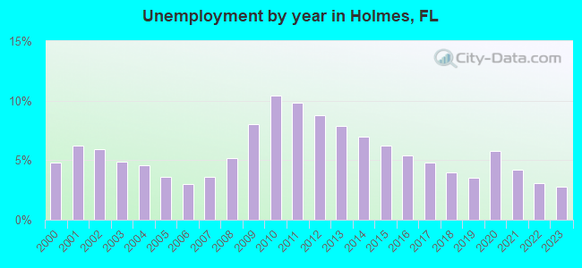 Unemployment by year in Holmes, FL