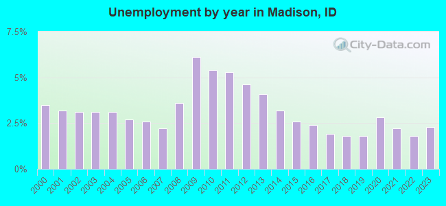Unemployment by year in Madison, ID