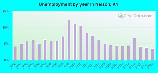 Unemployment by year in Nelson, KY