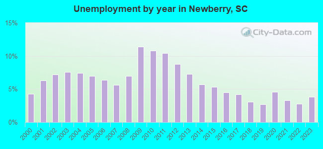 Unemployment by year in Newberry, SC