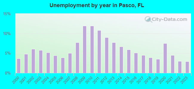 Unemployment by year in Pasco, FL