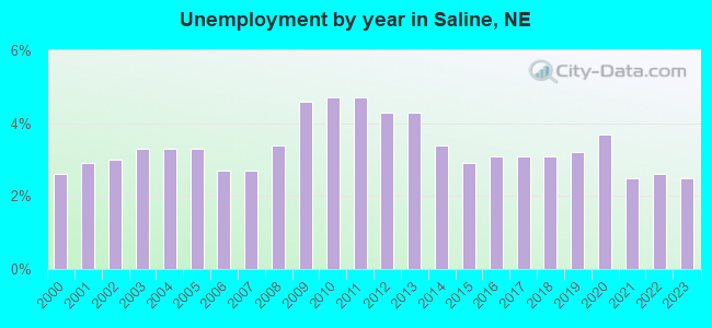 Unemployment by year in Saline, NE