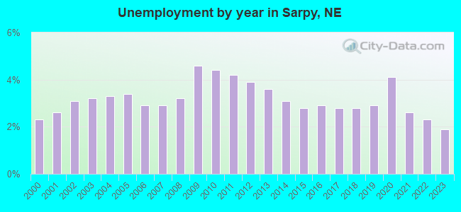 Unemployment by year in Sarpy, NE