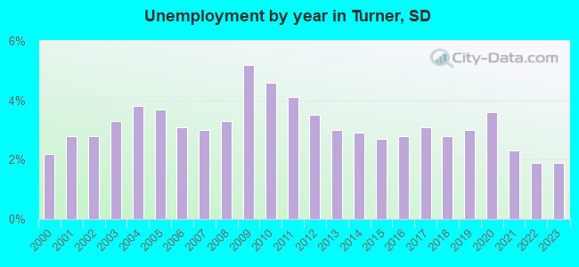 Unemployment by year in Turner, SD