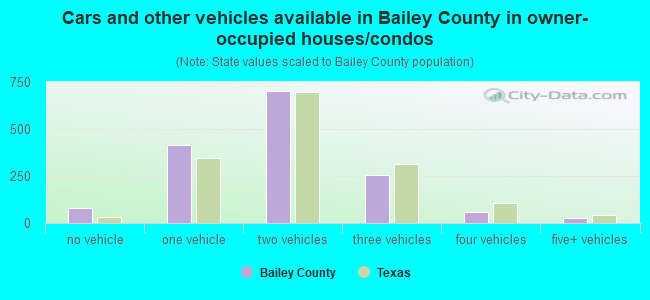 Cars and other vehicles available in Bailey County in owner-occupied houses/condos