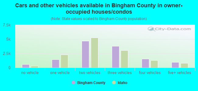 Cars and other vehicles available in Bingham County in owner-occupied houses/condos