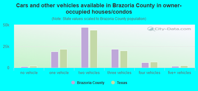 Cars and other vehicles available in Brazoria County in owner-occupied houses/condos