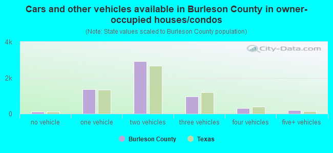 Cars and other vehicles available in Burleson County in owner-occupied houses/condos