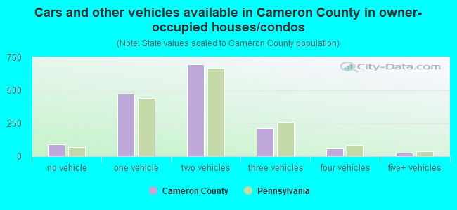 Cars and other vehicles available in Cameron County in owner-occupied houses/condos