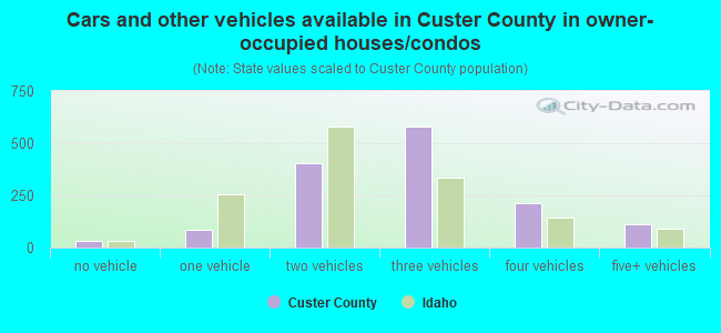 Cars and other vehicles available in Custer County in owner-occupied houses/condos
