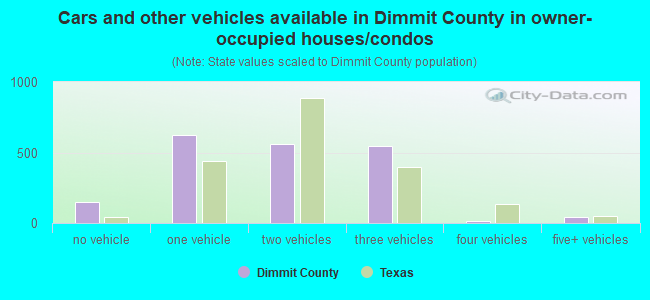 Cars and other vehicles available in Dimmit County in owner-occupied houses/condos
