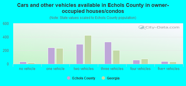 Cars and other vehicles available in Echols County in owner-occupied houses/condos
