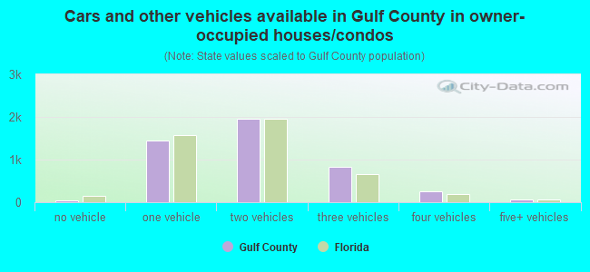 Cars and other vehicles available in Gulf County in owner-occupied houses/condos