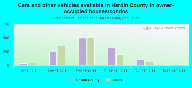 Cars and other vehicles available in Hardin County in owner-occupied houses/condos