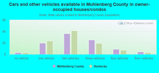 Cars and other vehicles available in Muhlenberg County in owner-occupied houses/condos