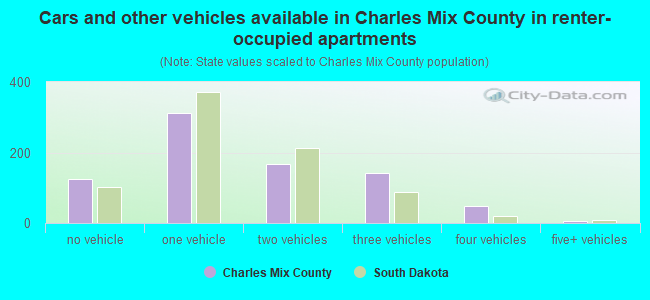 Cars and other vehicles available in Charles Mix County in renter-occupied apartments