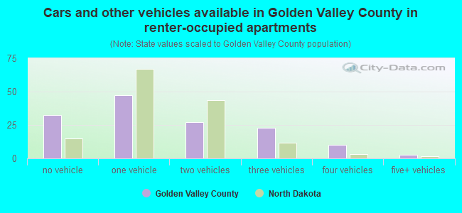 Cars and other vehicles available in Golden Valley County in renter-occupied apartments