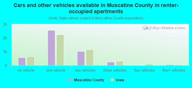 Cars and other vehicles available in Muscatine County in renter-occupied apartments
