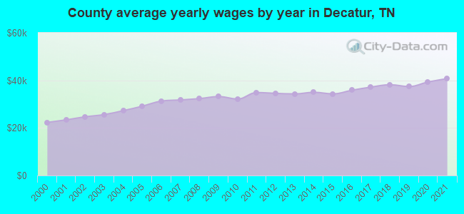 County average yearly wages by year in Decatur, TN