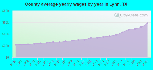 County average yearly wages by year in Lynn, TX