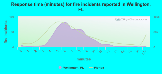 Response time (minutes) for fire incidents reported in Wellington, FL