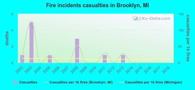 Fire incidents casualties in Brooklyn, MI