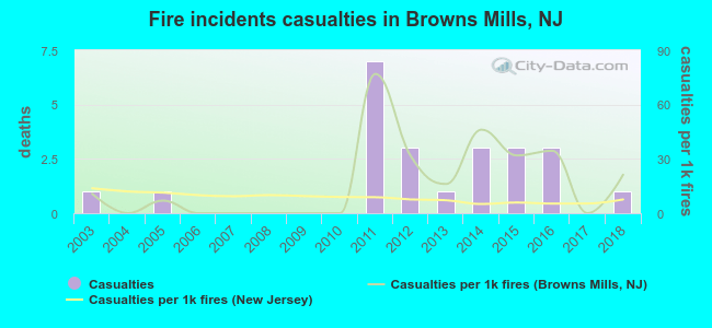 Fire incidents casualties in Browns Mills, NJ