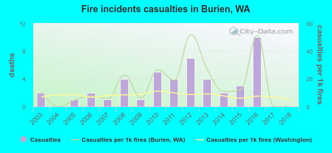 Fire incidents casualties in Burien, WA