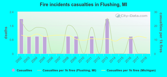 Fire incidents casualties in Flushing, MI