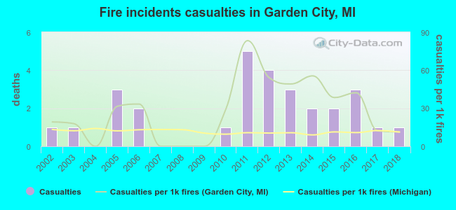 Fire incidents casualties in Garden City, MI