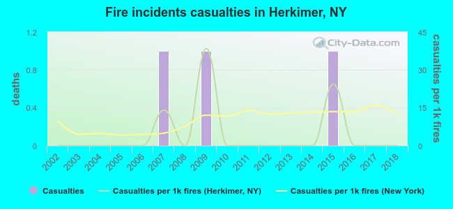 Fire incidents casualties in Herkimer, NY