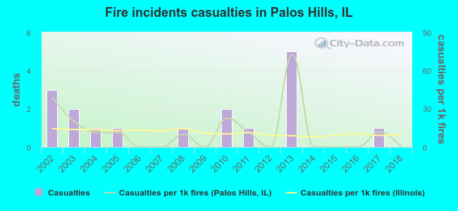Fire incidents casualties in Palos Hills, IL