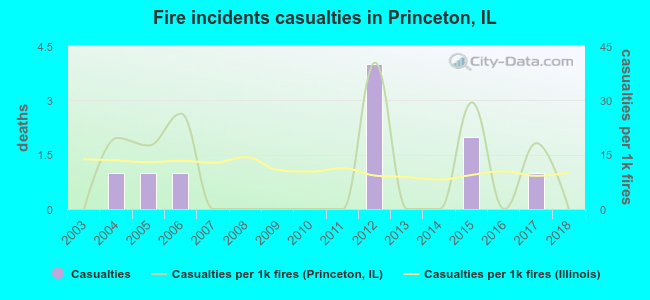 Fire incidents casualties in Princeton, IL