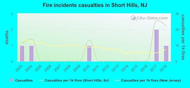 Fire incidents casualties in Short Hills, NJ
