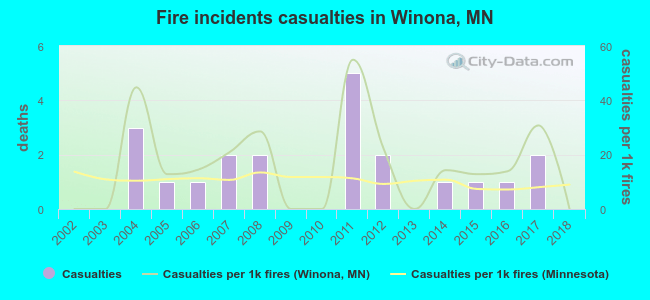 Fire incidents casualties in Winona, MN