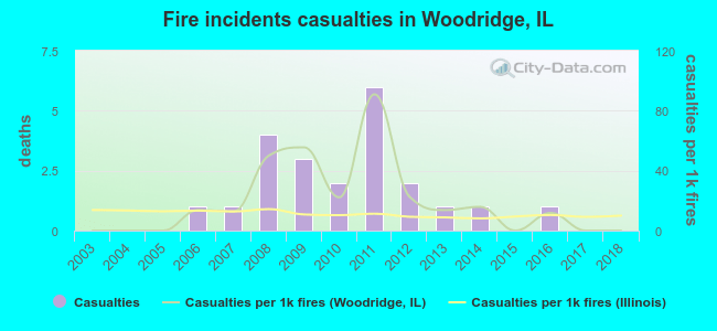 Fire incidents casualties in Woodridge, IL