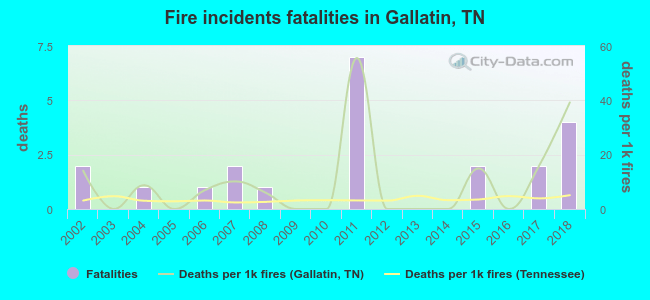 Fire incidents fatalities in Gallatin, TN
