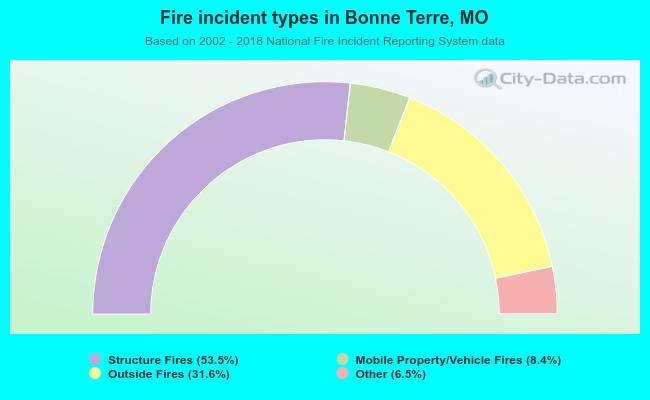 Fire incident types in Bonne Terre, MO