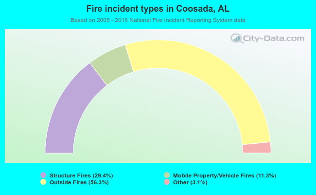 Fire incident types in Coosada, AL