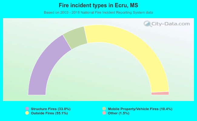Fire incident types in Ecru, MS