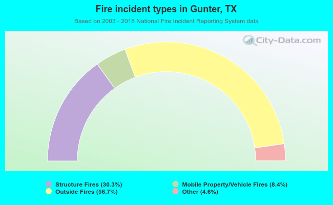 Fire incident types in Gunter, TX