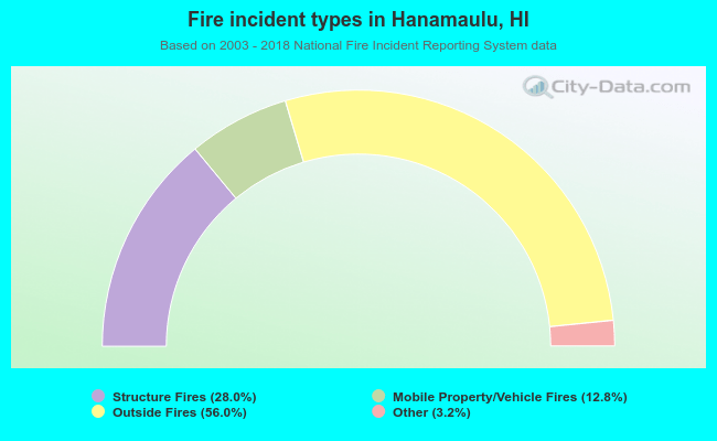 Fire incident types in Hanamaulu, HI